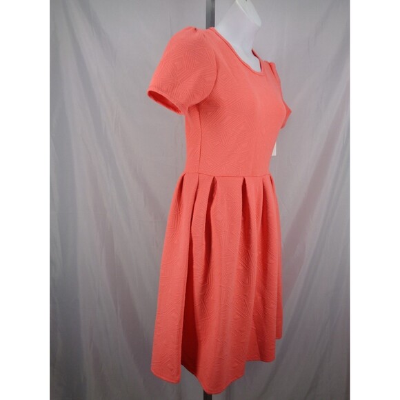 LuLaRoe Amelia Coral Dress Size Large Textured Geometric Triangle Diamond New - Picture 4 of 11